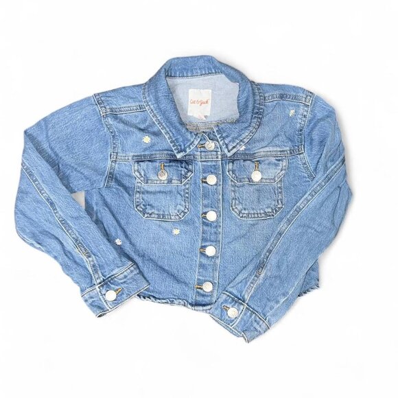 Girls Toddler Denim Jacket with Flower - Picture 1 of 1